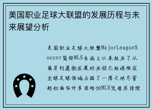 美国职业足球大联盟的发展历程与未来展望分析